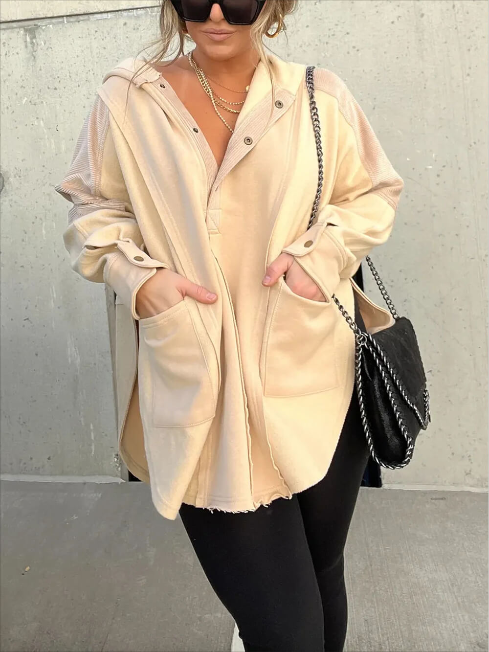 Fashion Loose Casual Stitching Sweatshirt