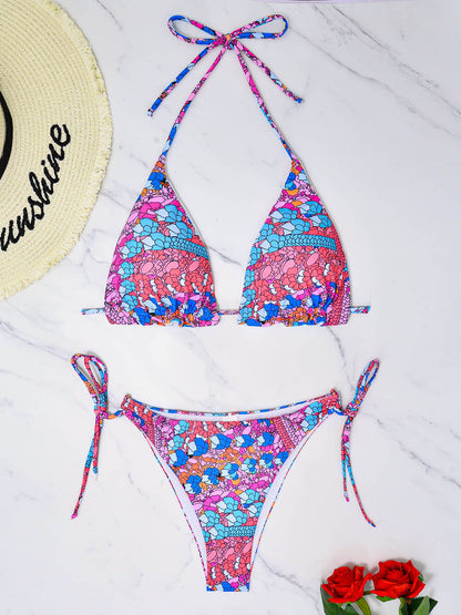 Lace-Up Printed Bikini