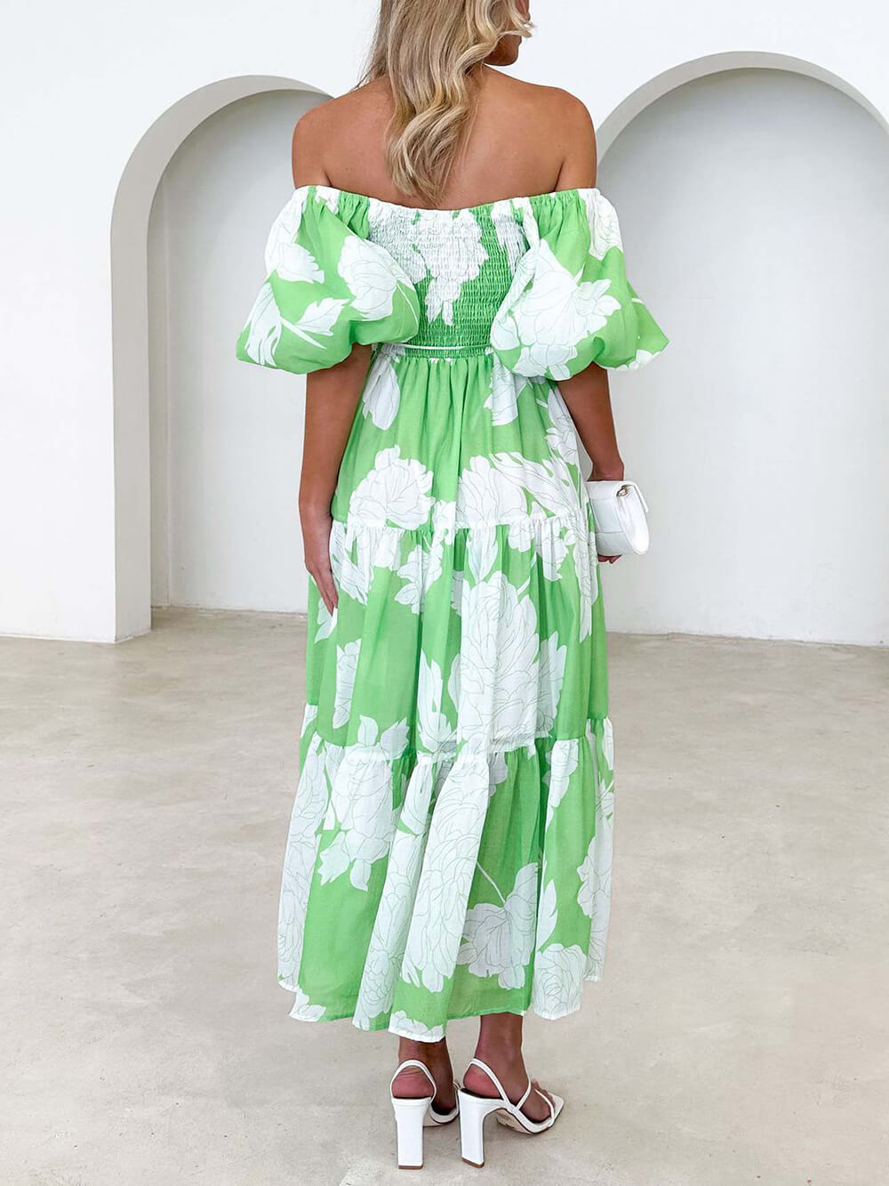 Unique Floral Print Patchwork Up Pleated Maxi Dress