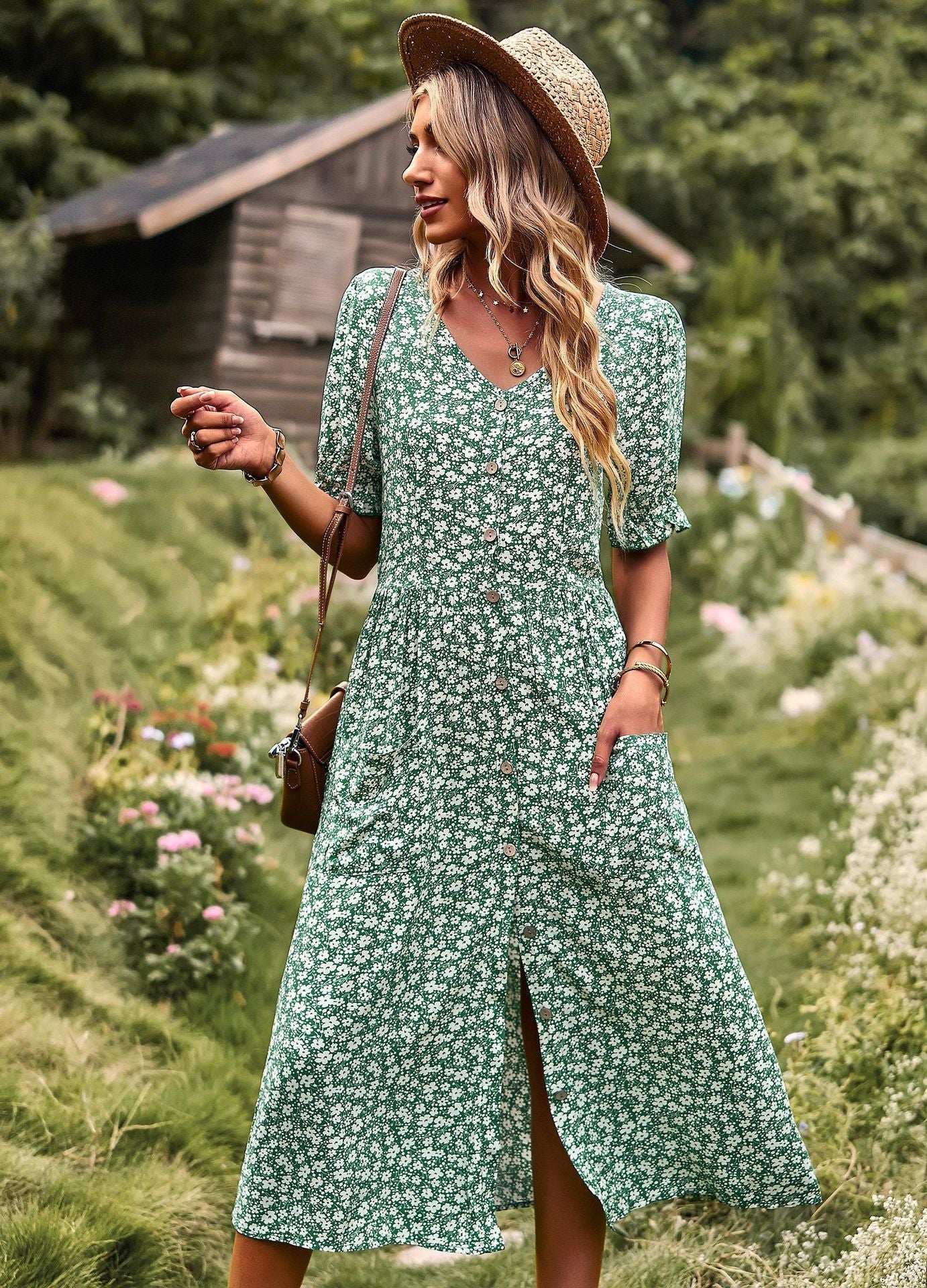 A-line Print Boho Dress