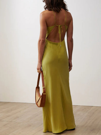 Halter Neckline Back Cut Out Maxi Dress