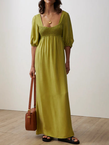 Shirred Elasticated Bust Panel Maxi Dress