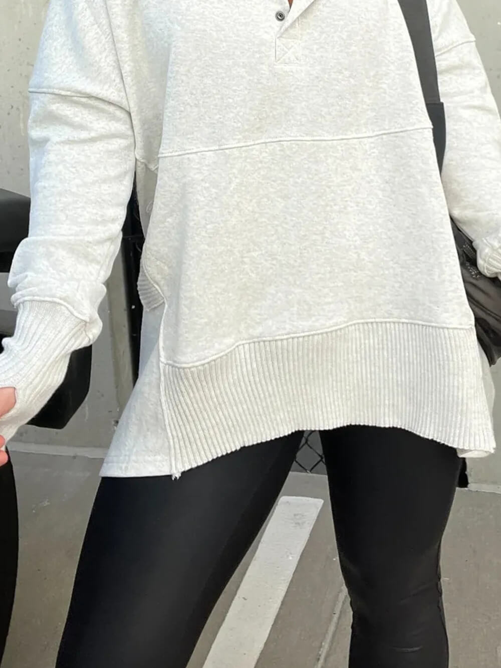 V-Neck Hooded Dolman Sleeve Sweatshirt