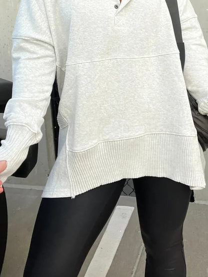 V-Neck Hooded Dolman Sleeve Sweatshirt