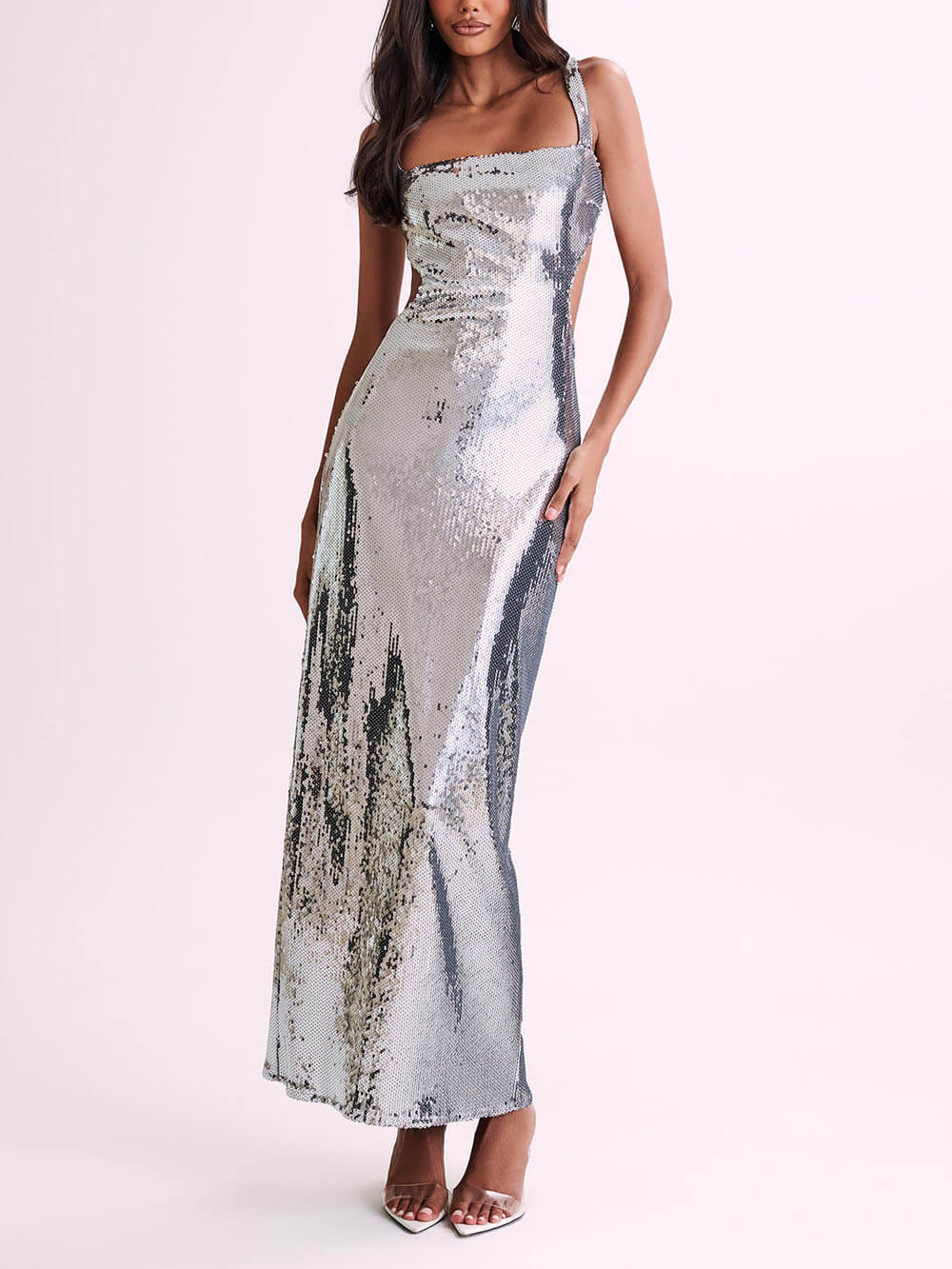 Sequin Cut Out Maxi Dress