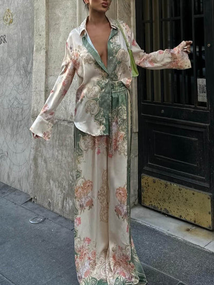 Unique Floral Loose Print Oversized Shirt