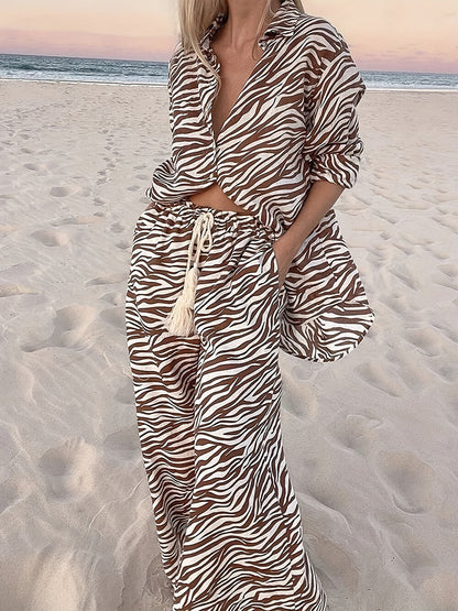 Zebra Print Wide Leg Pants