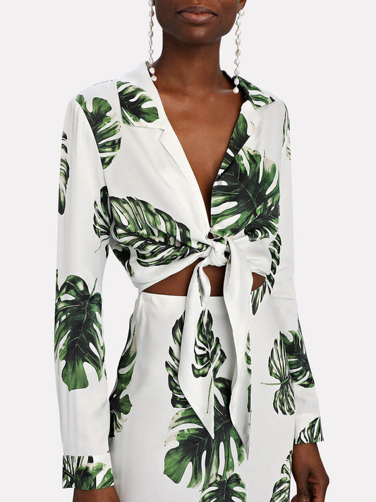 Unique Floral Loose Print Short Long Sleeve Shirt