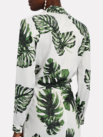 Unique Floral Loose Print Short Long Sleeve Shirt