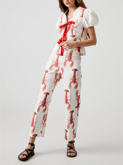 Lobster Print Straight Pants