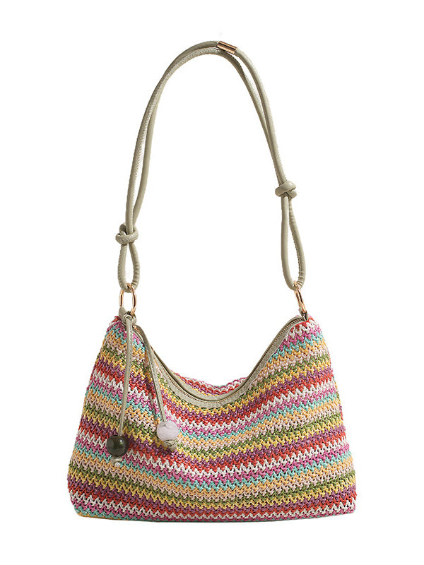 Contrast Color Woven Fashion Crossbody Bag