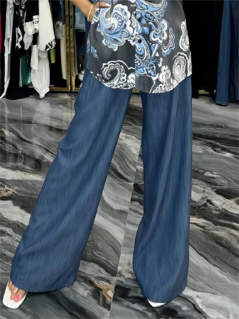 Refined Paisley Print Loose Wide-Leg Pants